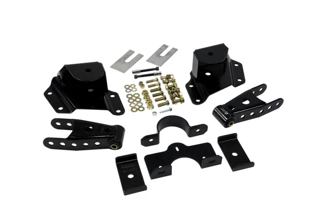 6415 – BELLTECH Lowering Kit, 4 Inch Drop Non-Greaseable Rubber Bushings With Hangers/ Shackles/ Bump Stops/ Pinion S...